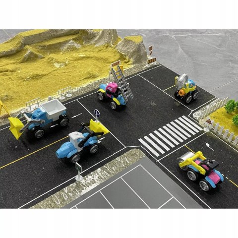 Klocki Magnetyczne Pojazdy Budowlane Drogowe Komplet Zestaw 6 pojazdów Luxma