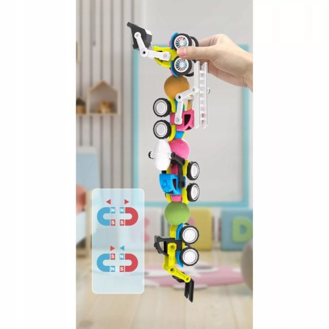 Klocki Magnetyczne Pojazdy Budowlane Drogowe Komplet Zestaw 6 pojazdów Luxma