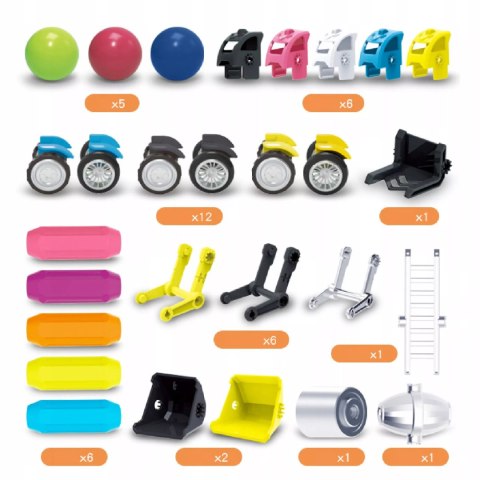 Klocki Magnetyczne Pojazdy Budowlane Drogowe Komplet Zestaw 6 pojazdów Luxma