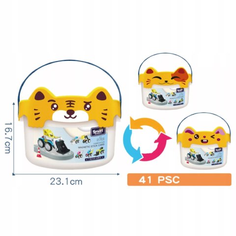 Klocki Magnetyczne Pojazdy Budowlane Drogowe Komplet Zestaw 6 pojazdów Luxma