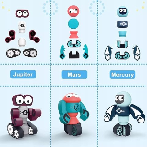 Klocki magnetyczne dla dzieci roboty 21 elementów kosmiczna zabawa Luxma