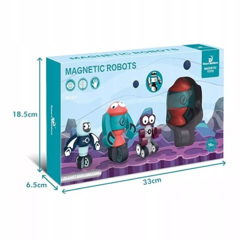 Klocki magnetyczne dla dzieci roboty 21 elementów kosmiczna zabawa Luxma