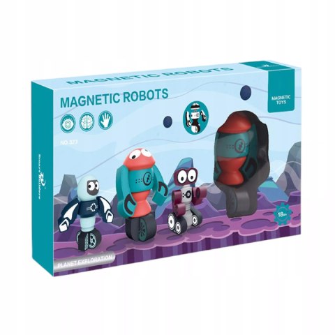 Klocki magnetyczne dla dzieci roboty 21 elementów kosmiczna zabawa Luxma