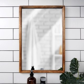 Lustro Ścienne Drewniane Prostokątne Wiszące Dekoracyjne VILDE 40 x 60 cm