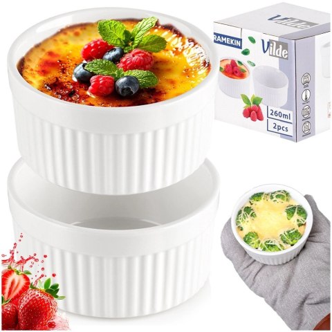 Miseczki do Zapiekania 260 ml Porcelanowe Białe Zestaw 2 szt VILDE