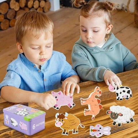 Moje pierwsze puzzle farma 28 elementów w kolorowej puszce dla dzieci Luxma