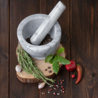 Moździerz do Ucierania Przypraw Ziół Pesto Marmurowy Solidny ORION 11,5 cm