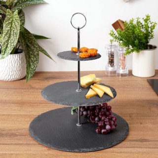 Patera Kamienna Czarna 3-piętrowa EXCELLENT HOUSEWARE 31 cm