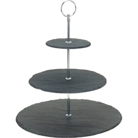 Patera Kamienna Czarna 3-piętrowa EXCELLENT HOUSEWARE 31 cm