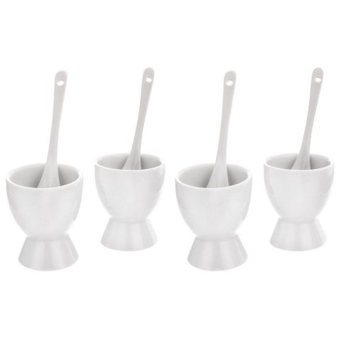 Podstawki na Jajka Porcelanowe Białe Łyżeczki EXCELLENT HOUSEWARE 4 szt.