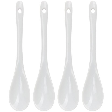 Podstawki na Jajka Porcelanowe Białe Łyżeczki EXCELLENT HOUSEWARE 4 szt.