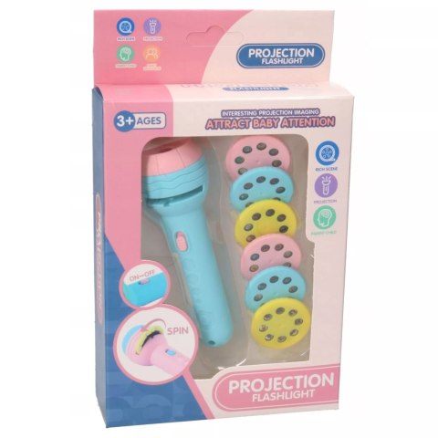 Projektor mini ręczny latarka 2w1niebieski dla dzieci 7606N Luxma