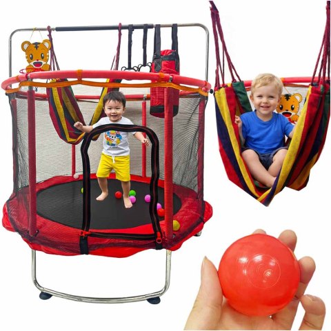 Trampolina dla dzieci ogrodowa siatka piłki koszykówka 150cm czerwona Kik Sp. z o. o. Sp. k.