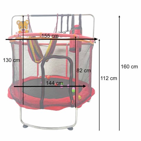 Trampolina dla dzieci ogrodowa siatka piłki koszykówka 150cm czerwona Kik Sp. z o. o. Sp. k.
