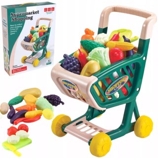 Wózek Sklepowy dla Dzieci Warzywa i Owoce Zestaw Zakupowy Sklep Koszyk Luxma