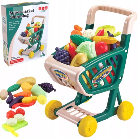 Wózek Sklepowy dla Dzieci Warzywa i Owoce Zestaw Zakupowy Sklep Koszyk Luxma