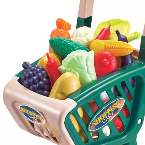 Wózek Sklepowy dla Dzieci Warzywa i Owoce Zestaw Zakupowy Sklep Koszyk Luxma