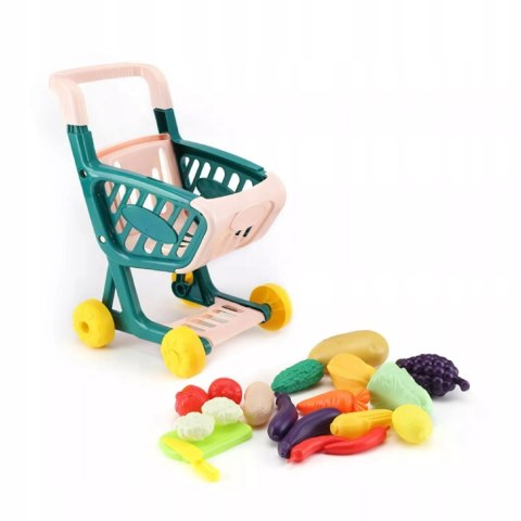 Wózek Sklepowy dla Dzieci Warzywa i Owoce Zestaw Zakupowy Sklep Koszyk Luxma