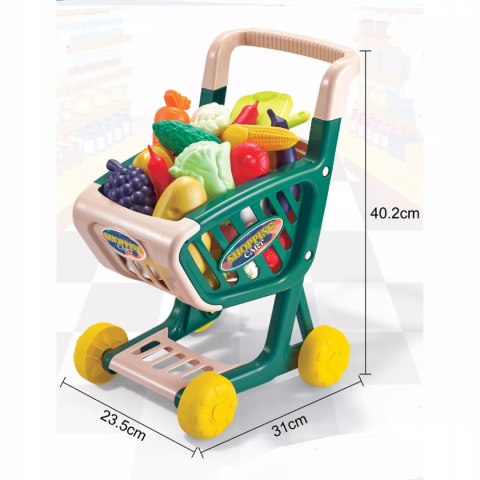 Wózek Sklepowy dla Dzieci Warzywa i Owoce Zestaw Zakupowy Sklep Koszyk Luxma
