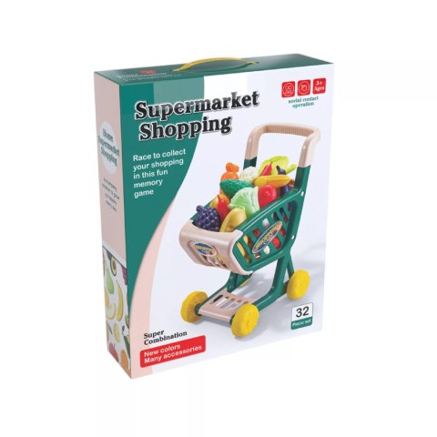 Wózek Sklepowy dla Dzieci Warzywa i Owoce Zestaw Zakupowy Sklep Koszyk Luxma