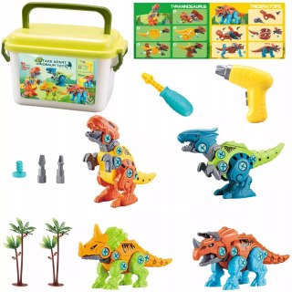 Zestaw Klocków konstrukcyjnych Dinozaury Wkrętarka na baterie i Śrubokręt Luxma