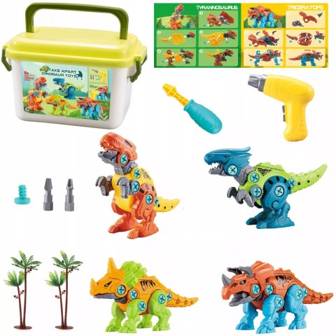 Zestaw Klocków konstrukcyjnych Dinozaury Wkrętarka na baterie i Śrubokręt Luxma