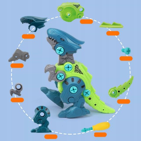 Zestaw Klocków konstrukcyjnych Dinozaury Wkrętarka na baterie i Śrubokręt Luxma