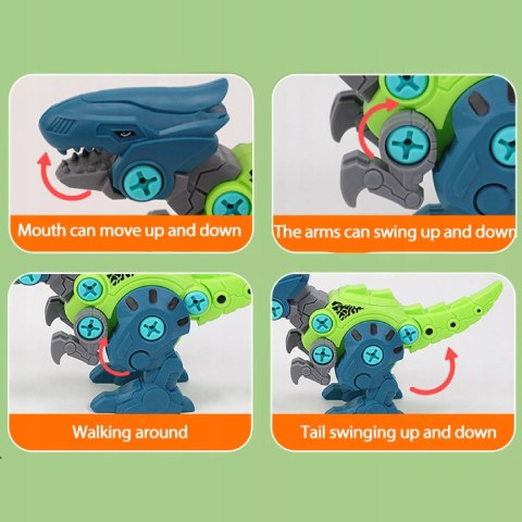 Zestaw Klocków konstrukcyjnych Dinozaury Wkrętarka na baterie i Śrubokręt Luxma