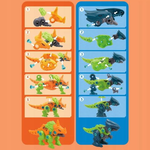 Zestaw Klocków konstrukcyjnych Dinozaury Wkrętarka na baterie i Śrubokręt Luxma