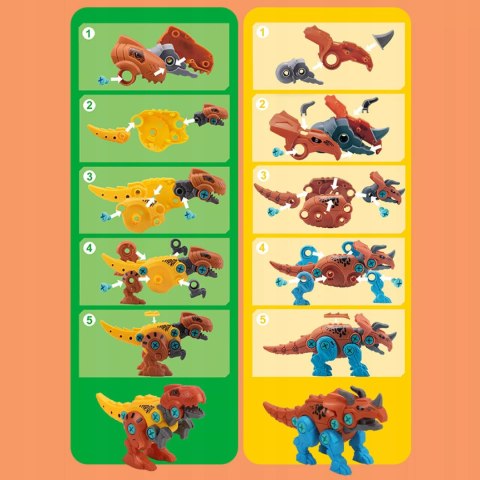 Zestaw Klocków konstrukcyjnych Dinozaury Wkrętarka na baterie i Śrubokręt Luxma