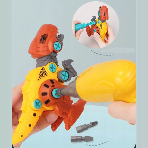 Zestaw Klocków konstrukcyjnych Dinozaury Wkrętarka na baterie i Śrubokręt Luxma