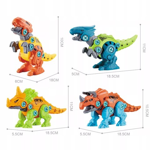 Zestaw Klocków konstrukcyjnych Dinozaury Wkrętarka na baterie i Śrubokręt Luxma