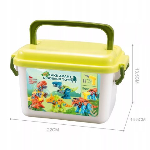 Zestaw Klocków konstrukcyjnych Dinozaury Wkrętarka na baterie i Śrubokręt Luxma