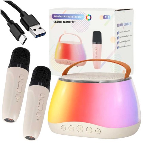 Zestaw do karaoke głośnik Bluetooth LED RGB 2 mikrofony USB Kik Sp. z o. o. Sp. k.
