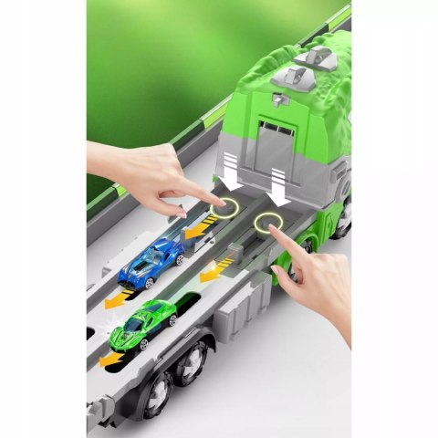 Ciężarówka Dinozaur Tor Wyścigowy 2 Auta resoraki dla Dzieci Luxma