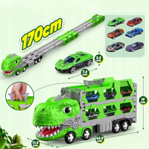 Ciężarówka Dinozaur Tor Wyścigowy 2 Auta resoraki dla Dzieci Luxma