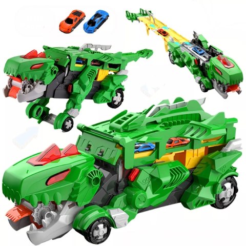 Ciężarówka dinozaur T-rex wyrzutnia zjeżdżalnia + 2 resoraki połykacz autka Luxma