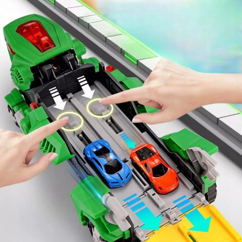 Ciężarówka dinozaur T-rex wyrzutnia zjeżdżalnia + 2 resoraki połykacz autka Luxma