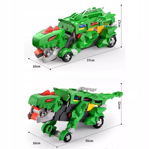 Ciężarówka dinozaur T-rex wyrzutnia zjeżdżalnia + 2 resoraki połykacz autka Luxma