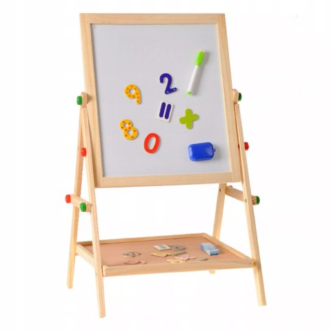 Drewniana Tablica Stojąca Dwustronna Kredowa i Suchościeralna dla dzieci Luxma