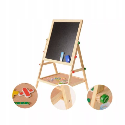 Drewniana Tablica Stojąca Dwustronna Kredowa i Suchościeralna dla dzieci Luxma