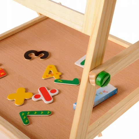 Drewniana Tablica Stojąca Dwustronna Kredowa i Suchościeralna dla dzieci Luxma