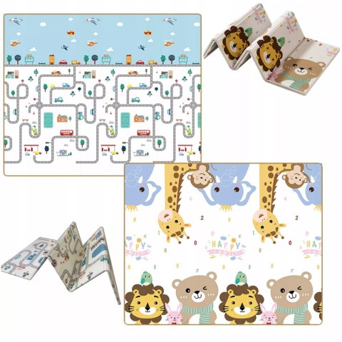 Dwustronna Mata piankowa edukacyjna składana dla dzieci duża 180x200 cm Luxma