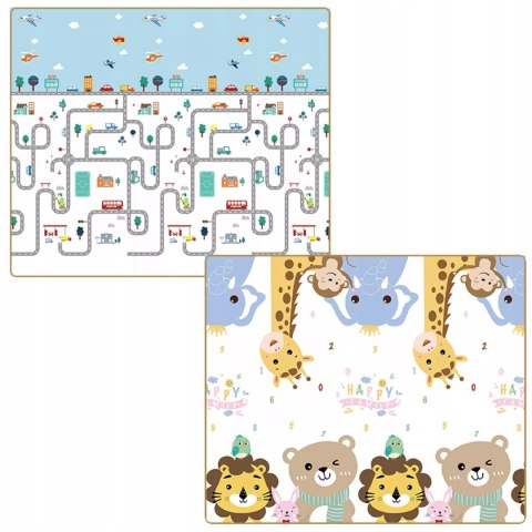 Dwustronna Mata piankowa edukacyjna składana dla dzieci duża 180x200 cm Luxma