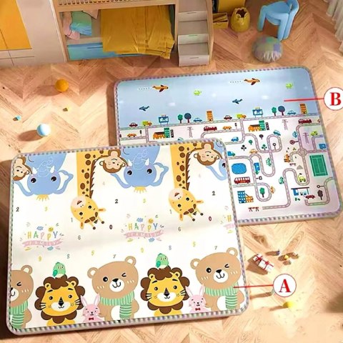 Dwustronna Mata piankowa edukacyjna składana dla dzieci duża 180x200 cm Luxma