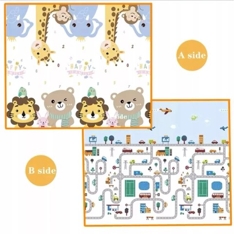 Dwustronna Mata piankowa edukacyjna składana dla dzieci duża 180x200 cm Luxma