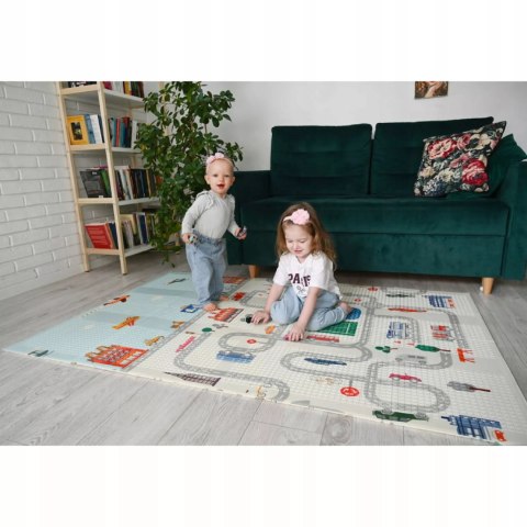 Dwustronna Mata piankowa edukacyjna składana dla dzieci duża 180x200 cm Luxma