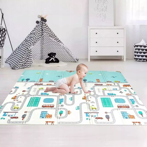 Dwustronna Mata piankowa edukacyjna składana dla dzieci duża 180x200 cm Luxma