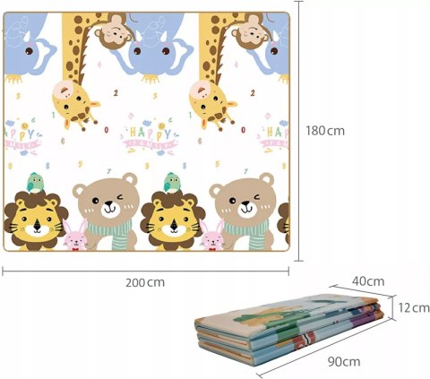 Dwustronna Mata piankowa edukacyjna składana dla dzieci duża 180x200 cm Luxma
