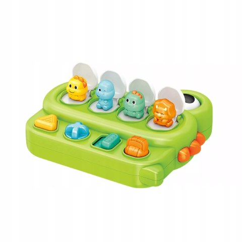 Interaktywna zabawka edukacyjna wyskakujące dinozaury Pop-up grzechotka Luxma